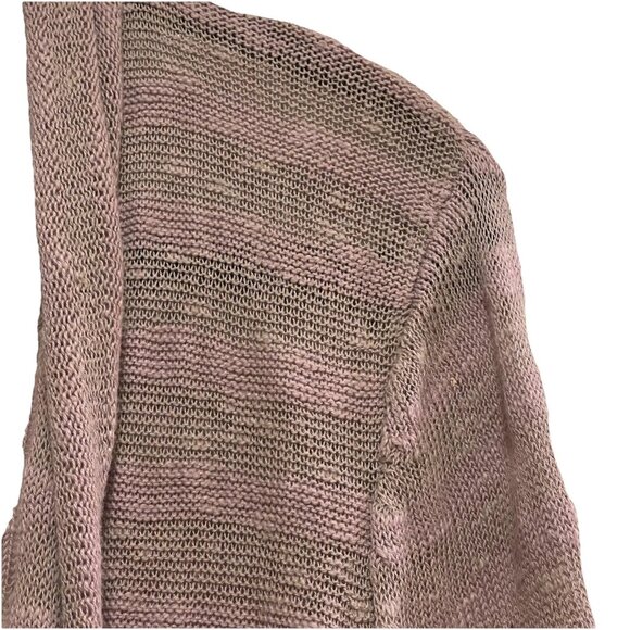 FREE PEOPLE Taupe Shadow Stripe Knit Boho Duster Open Cardigan Sz S - Picture 3 of 6